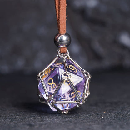 DND Dice Cage Necklace Pendant Interchangeable Dice Holder Net Charm for Tabletop RPG Gamers