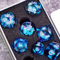 Liquid Core Starry Quicksand DND Polyhedral Dice Set, D20 RPG Tabletop Gaming Dice with Metal Tin and Velvet Pouch