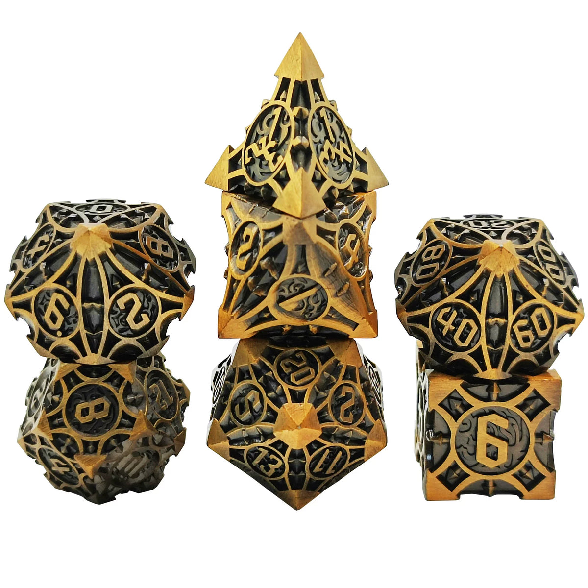 Solid Metal Sharp Edge RPG Dice Set Dragon Scale Polyhedral Gaming Dice for DND COC Warhammer Tabletop Games Collectible Gift