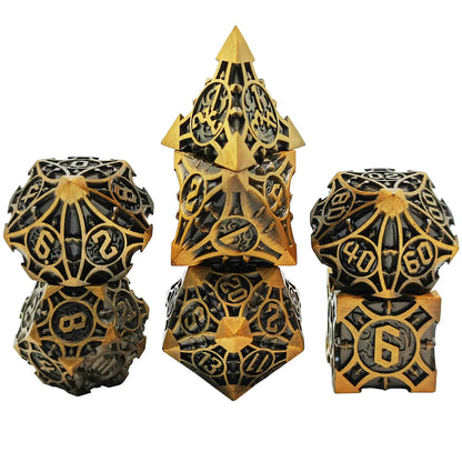 Solid Metal Sharp Edge RPG Dice Set Dragon Scale Polyhedral Gaming Dice for DND COC Warhammer Tabletop Games Collectible Gift