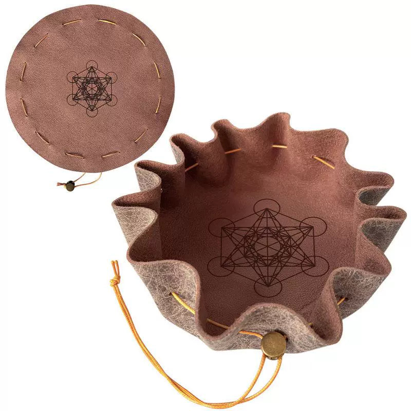 Portable Leather Drawstring Dice Bag & Rolling Tray for D&D Tabletop RPG Board Games