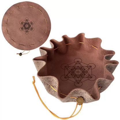 Portable Leather Drawstring Dice Bag & Rolling Tray for D&D Tabletop RPG Board Games