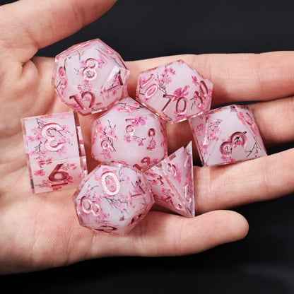 LuxeRoll Handmade Resin DND Dice Set with Gift Box - 7-Piece Sharp Edge Polyhedral RPG Tabletop Gaming Dice