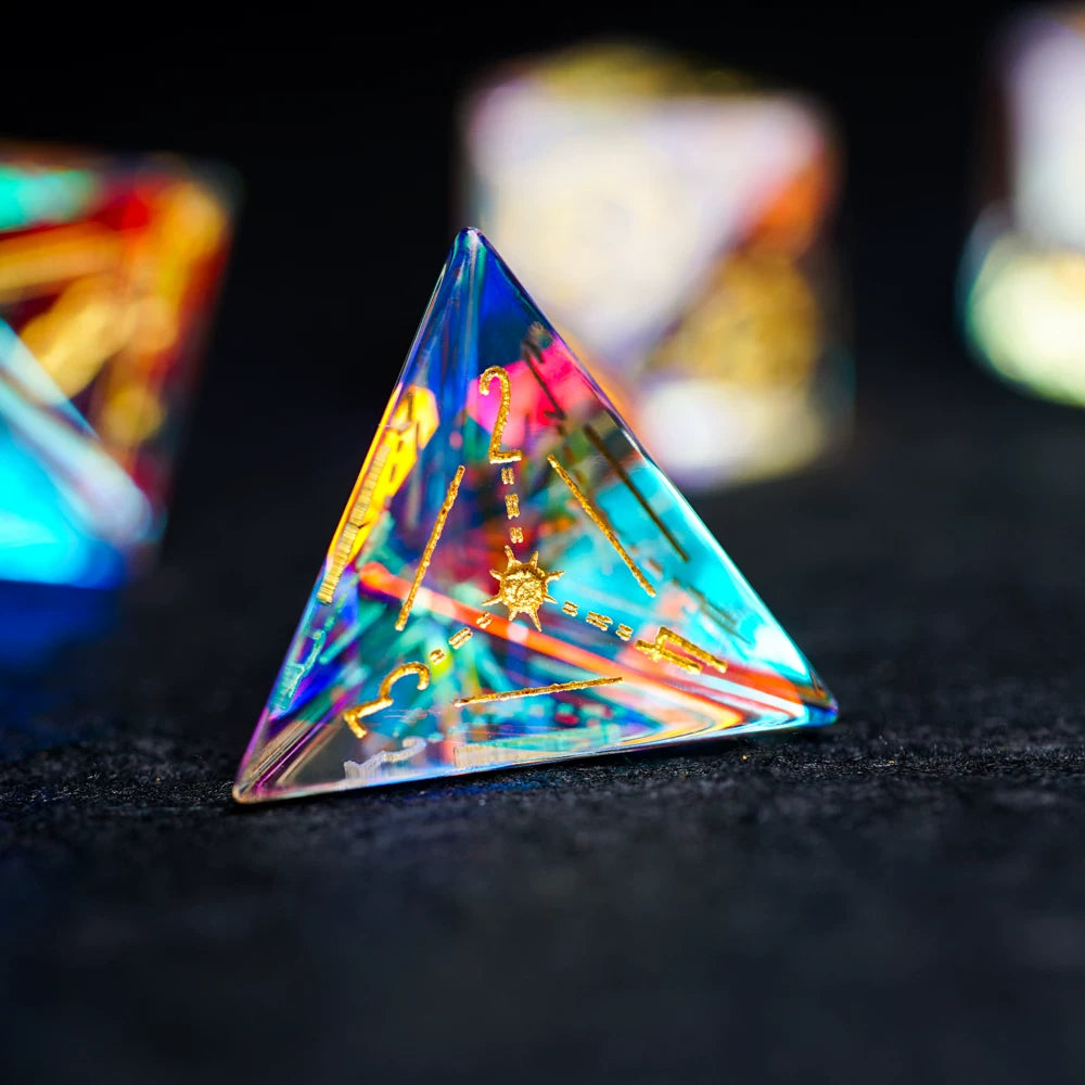 Iridescent Crystal Polyhedral Dice Set, Gemstone RPG Tabletop Gaming Dice for D&D, Call of Cthulhu, MTG, D20 D12 D10 D8 D6 D4