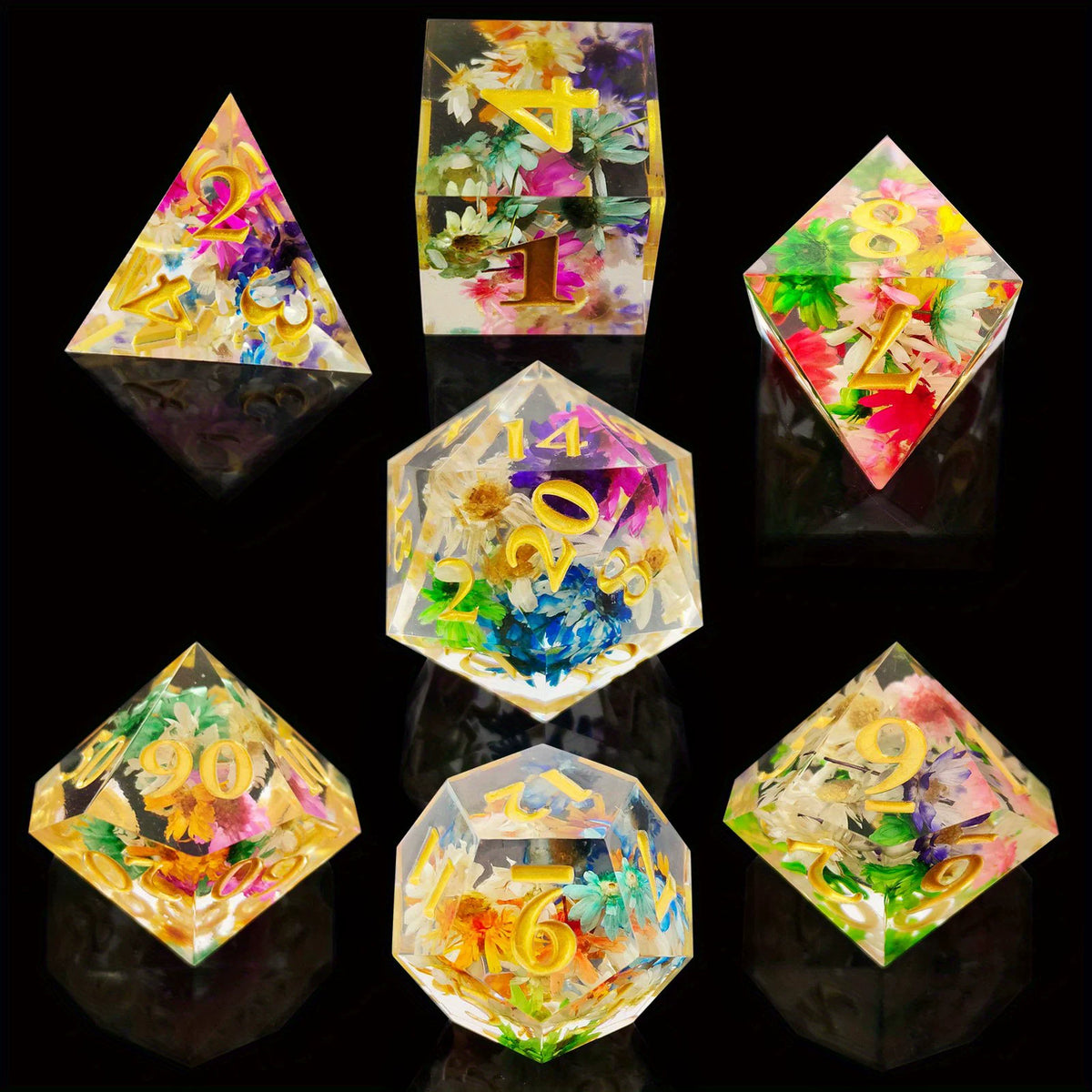 Floating Dragon Eye Polyhedral Dice Set Liquid Core RPG Dice for DND COC Tabletop Games