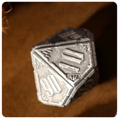 Cthulhu Deep Sea Relic Metal Polyhedral Dice Set, Antique Silver Tabletop DND RPG Gaming Dice