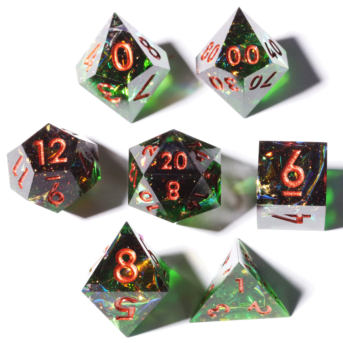 Mini Planet DND Resin Polyhedral Dice Set Sharp Edge D&D TRPG Tabletop Dice Word of Death