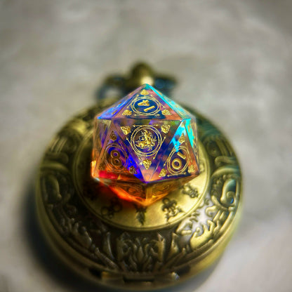Iridescent Dragon Crystal Polyhedral Dice Set for DND, COC & TRPG Tabletop Gaming