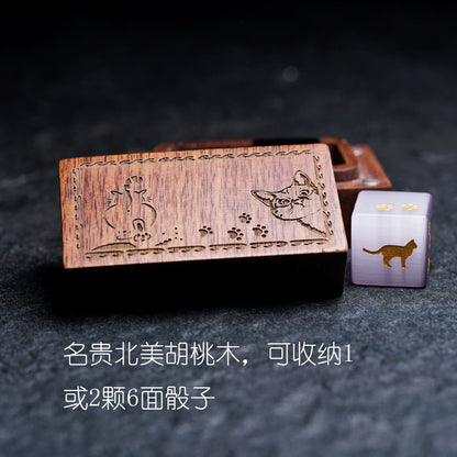 Vintage Solid Wood Dice Box Portable Polyhedral Dice Storage Case for D&D Tabletop RPG Games