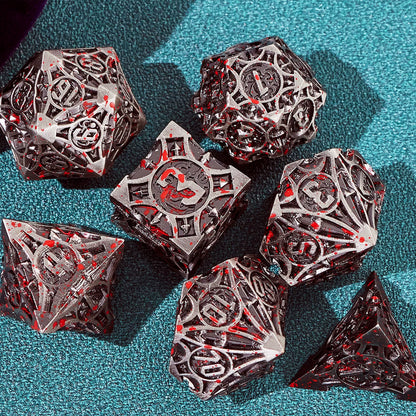 Metal Polyhedral DND Dice Set for Tabletop RPG, Cthulhu & D&D Gaming, Heavy Duty Zinc Alloy Dice with Storage Case