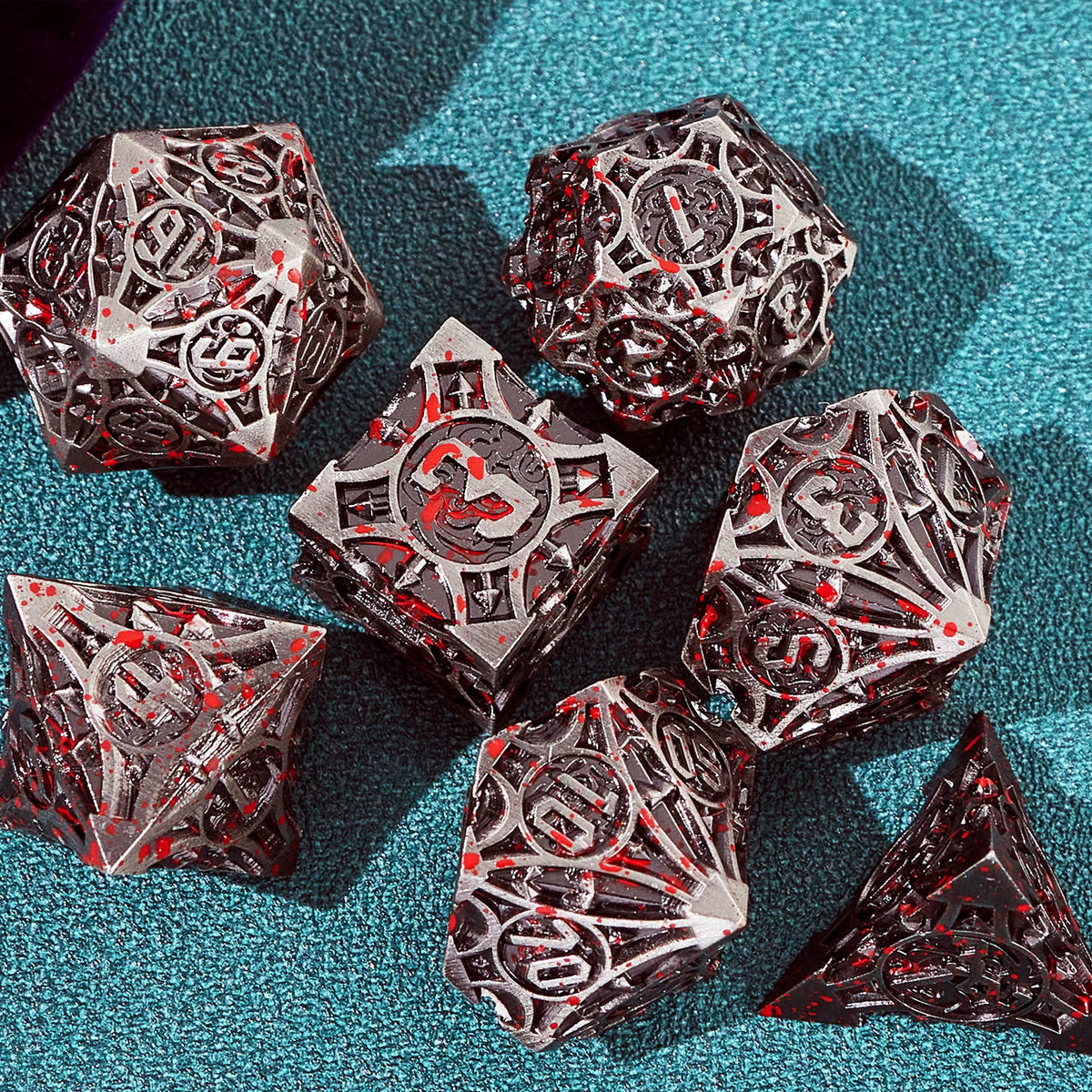 Metal Polyhedral DND Dice Set for Tabletop RPG, Cthulhu & D&D Gaming, Heavy Duty Zinc Alloy Dice with Storage Case