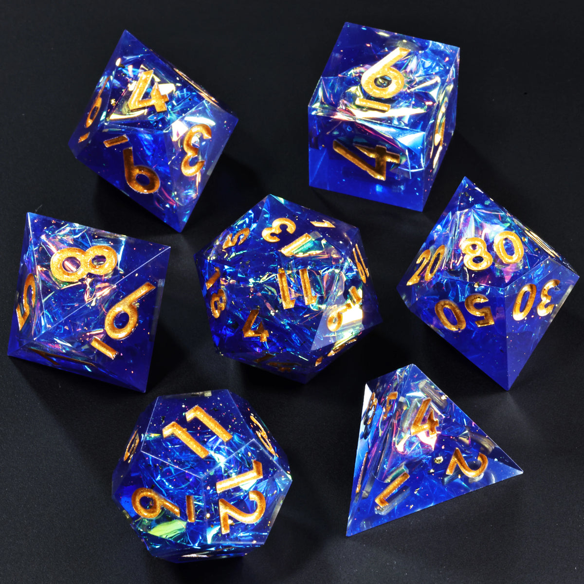 Mini Planet Handmade Resin DND Dice Set, 7-Piece Polyhedral RPG Dice with Gift Box for Dungeons and Dragons Tabletop Gaming