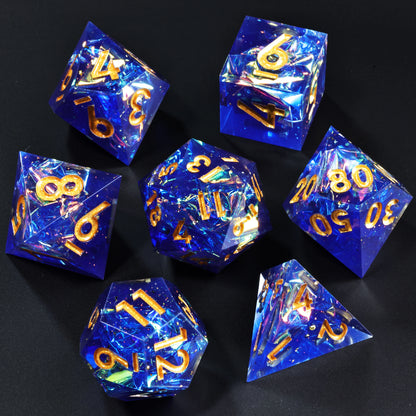 Mini Planet Handmade Resin DND Dice Set, 7-Piece Polyhedral RPG Dice with Gift Box for Dungeons and Dragons Tabletop Gaming