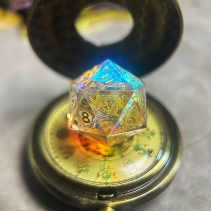 Iridescent Dragon Crystal Polyhedral Dice Set for DND, COC & TRPG Tabletop Gaming
