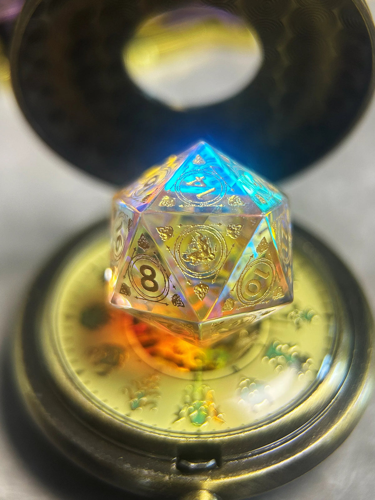 Iridescent Dragon Crystal Polyhedral Dice Set for DND, COC & TRPG Tabletop Gaming