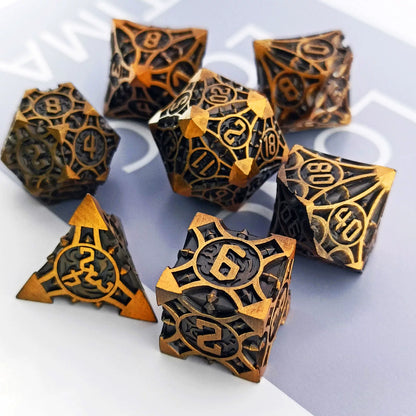 Solid Metal Sharp Edge RPG Dice Set Dragon Scale Polyhedral Gaming Dice for DND COC Warhammer Tabletop Games Collectible Gift