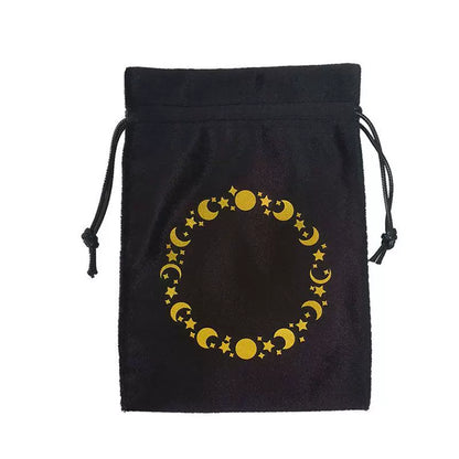 Luxury Velvet Tarot Card Drawstring Bag - Soft Storage Pouch for Oracle Cards, Crystals, Dice and Jewelry (13x18cm)