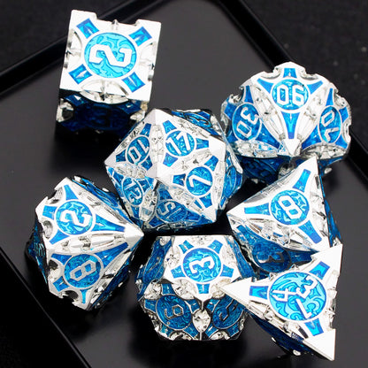 Metal Polyhedral DND Dice Set for Tabletop RPG, Cthulhu & D&D Gaming, Heavy Duty Zinc Alloy Dice with Storage Case