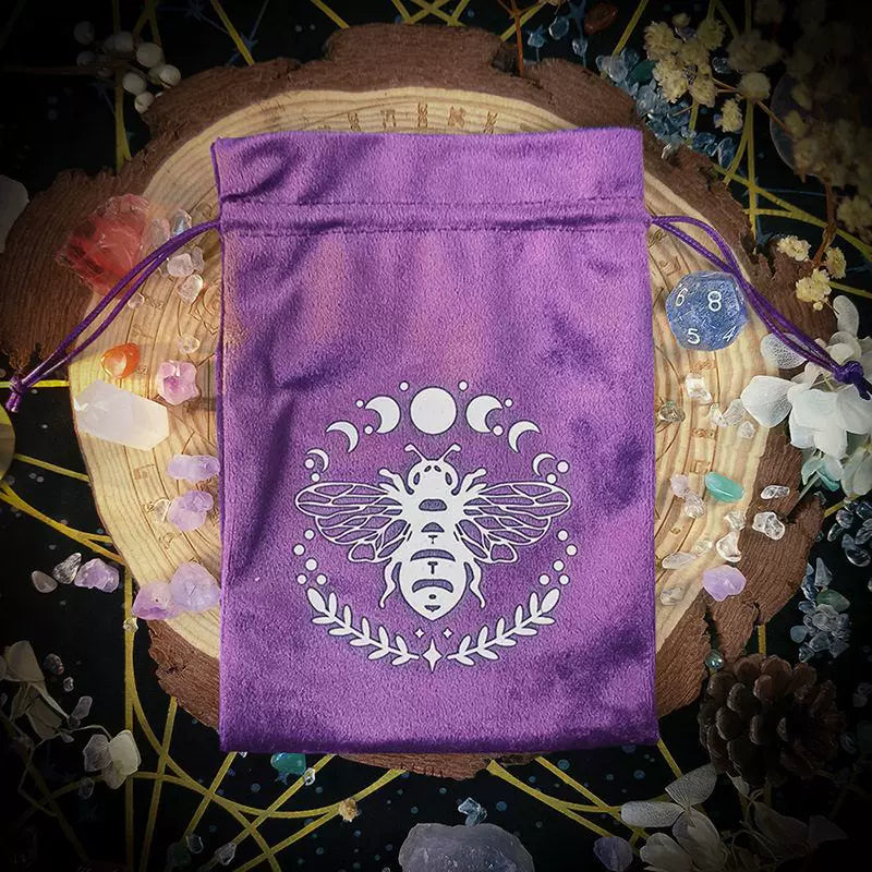 Luxury Velvet Tarot Card Drawstring Bag - Soft Storage Pouch for Oracle Cards, Crystals, Dice and Jewelry (13x18cm)