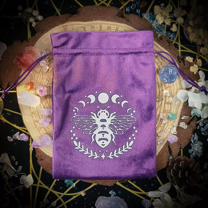 Luxury Velvet Tarot Card Drawstring Bag - Soft Storage Pouch for Oracle Cards, Crystals, Dice and Jewelry (13x18cm)