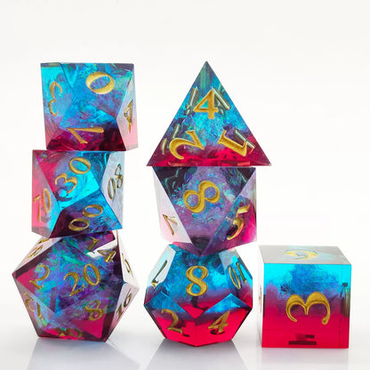 Floating Dragon Eye Polyhedral Dice Set Liquid Core RPG Dice for DND COC Tabletop Games