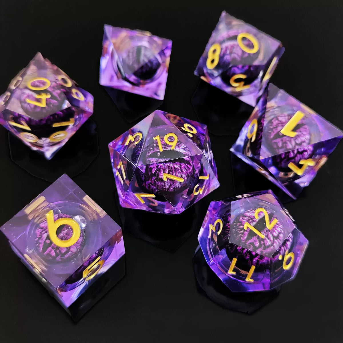 Floating Dragon Eye Polyhedral Dice Set Liquid Core RPG Dice for DND COC Tabletop Games