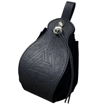 Vintage Medieval Viking Dice Bag & Belt Pouch, Drawstring Coin Purse & Rolling Tray for DND TTRPG
