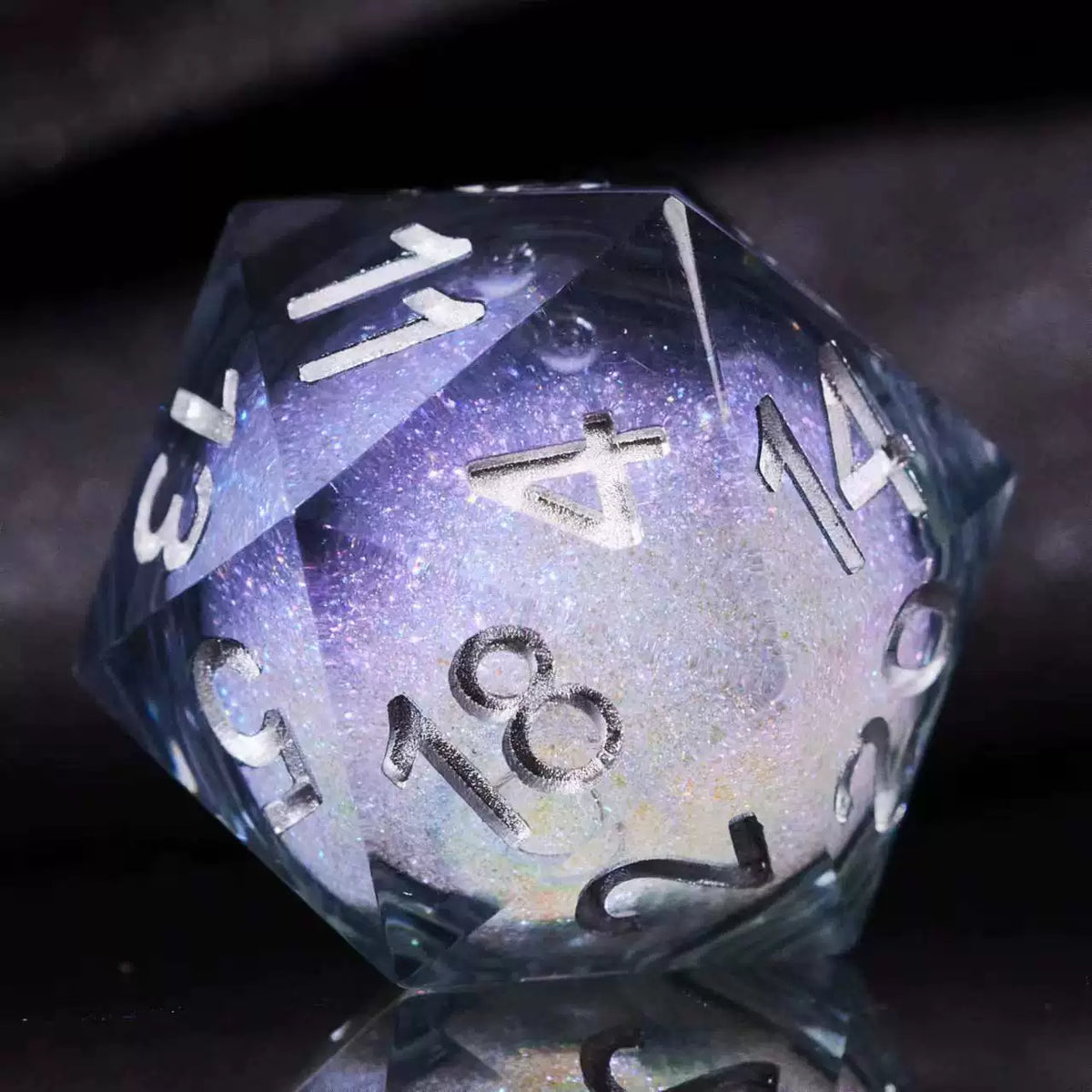 Liquid Core Starry Quicksand DND Polyhedral Dice Set, D20 RPG Tabletop Gaming Dice with Metal Tin and Velvet Pouch