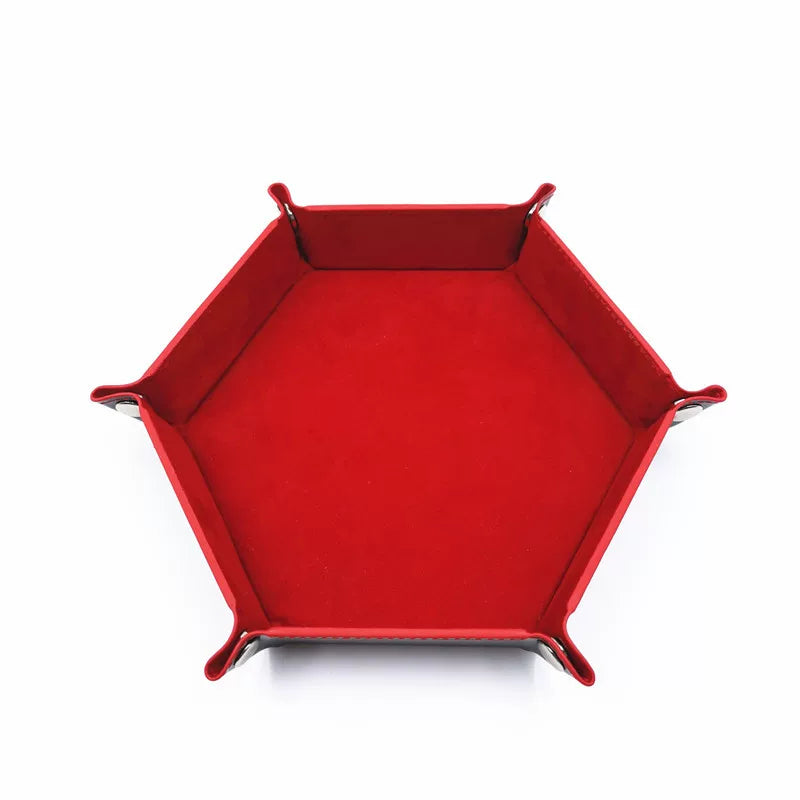 Hexagonal Velvet Dice Tray Collapsible Rolling Holder for DND RPG Tabletop Board Gaming and Storage