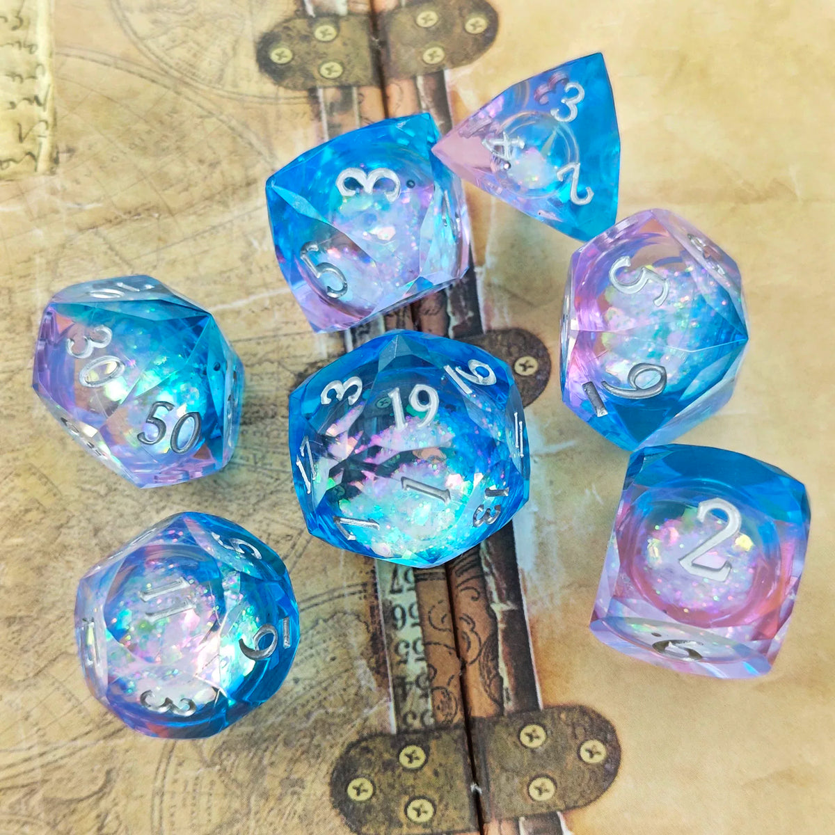 Liquid Core Quicksand Resin DND Dice Set for Dungeons & Dragons TRPG RPG Tabletop Gaming