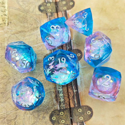 Liquid Core Quicksand Resin DND Dice Set for Dungeons & Dragons TRPG RPG Tabletop Gaming