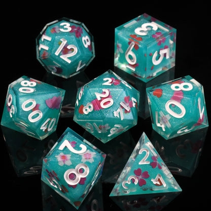 LuxeRoll Handmade Resin DND Dice Set with Gift Box - 7-Piece Sharp Edge Polyhedral RPG Tabletop Gaming Dice