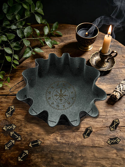 2-in-1 Foldable Leather Dice Bag and Rolling Tray, Portable Drawstring Dice Pouch for DND, RPG, and Tabletop Board Games