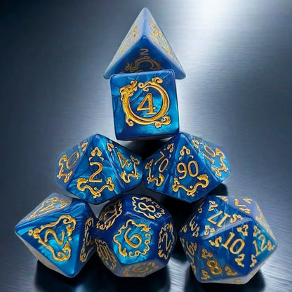 7-Piece Dragon Pattern Polyhedral DND Dice Set, Acrylic Tabletop RPG Roleplaying Game Dice for D&D, MTG, Pathfinder