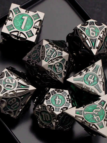 Metal Polyhedral DND Dice Set for Tabletop RPG, Cthulhu & D&D Gaming, Heavy Duty Zinc Alloy Dice with Storage Case