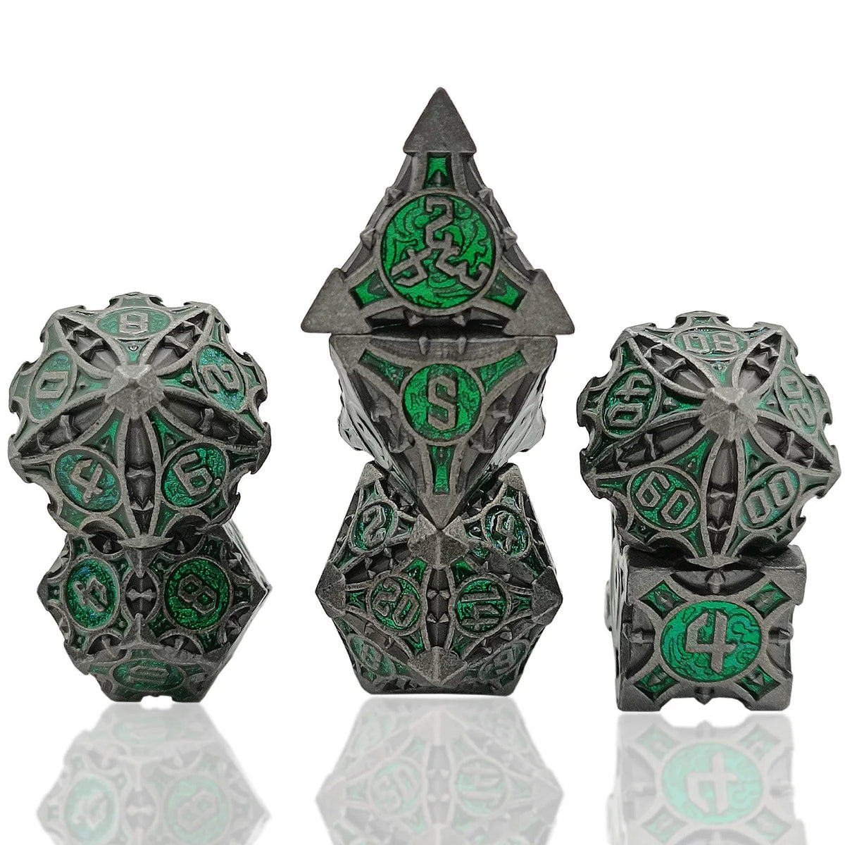 Solid Metal Sharp Edge RPG Dice Set Dragon Scale Polyhedral Gaming Dice for DND COC Warhammer Tabletop Games Collectible Gift
