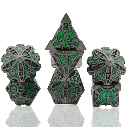 Solid Metal Sharp Edge RPG Dice Set Dragon Scale Polyhedral Gaming Dice for DND COC Warhammer Tabletop Games Collectible Gift