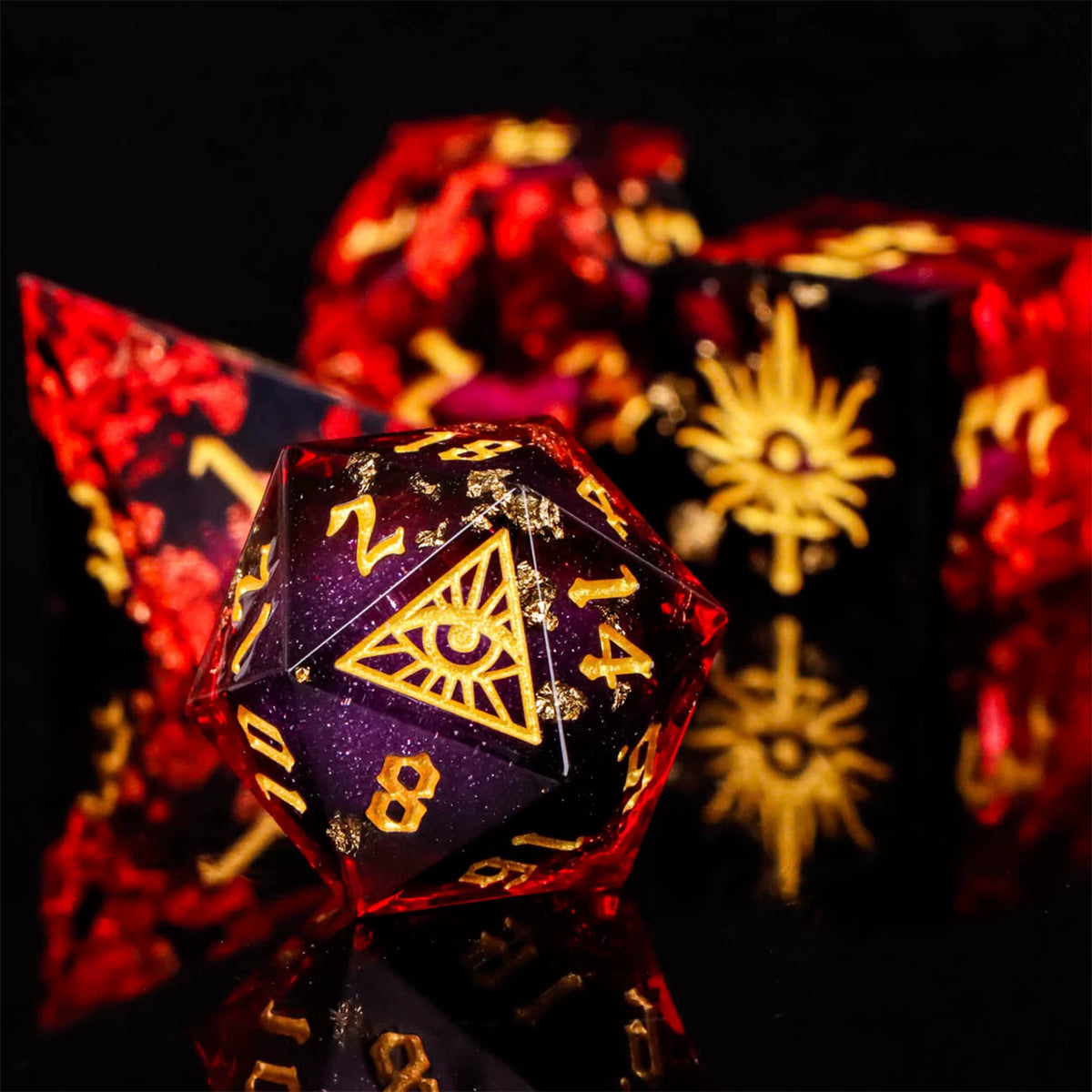 Demon Eye Polyhedral Dice Set for DND & COC Tabletop RPG, Fantasy D20 D6 Gaming Dice with Box