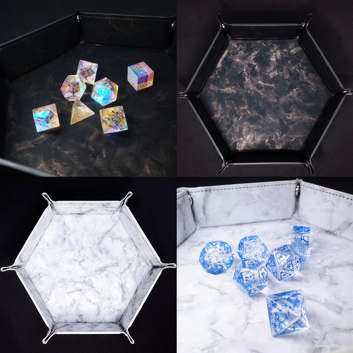 Premium Embossed PU Leather Dice Tray Foldable Rolling Mat for DND RPG Board Games