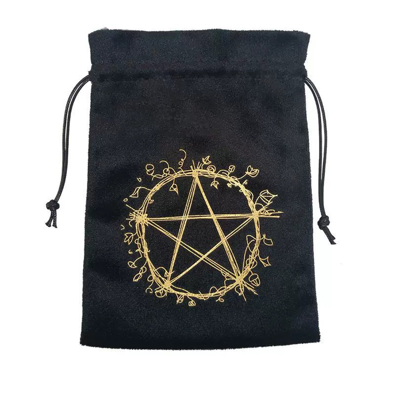 Luxury Velvet Tarot Card Drawstring Bag - Soft Storage Pouch for Oracle Cards, Crystals, Dice and Jewelry (13x18cm)