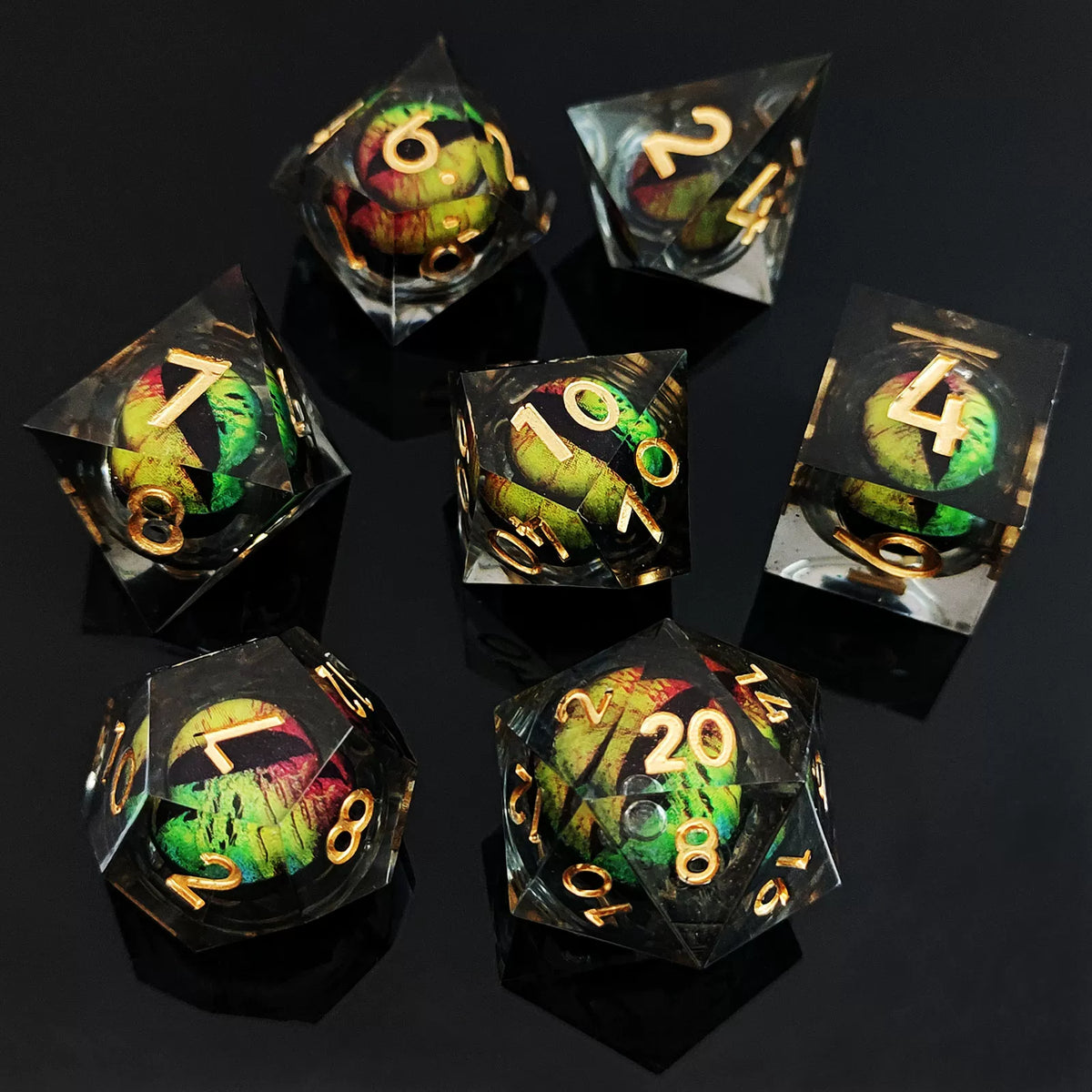 Floating Dragon Eye Polyhedral Dice Set Liquid Core RPG Dice for DND COC Tabletop Games