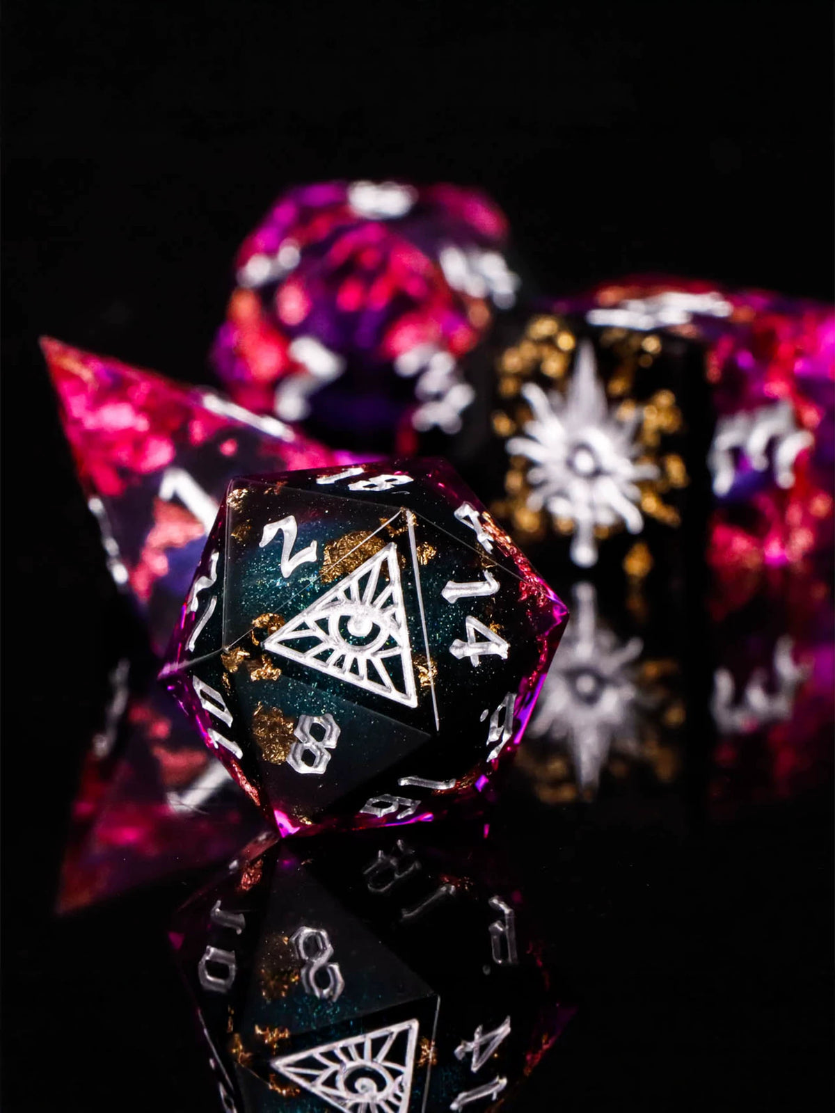 Demon Eye Polyhedral Dice Set for DND & COC Tabletop RPG, Fantasy D20 D6 Gaming Dice with Box