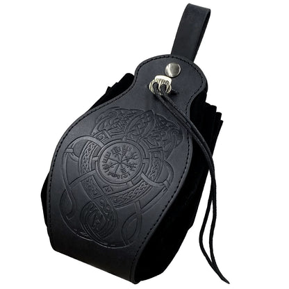 Vintage Medieval Viking Dice Bag & Belt Pouch, Drawstring Coin Purse & Rolling Tray for DND TTRPG