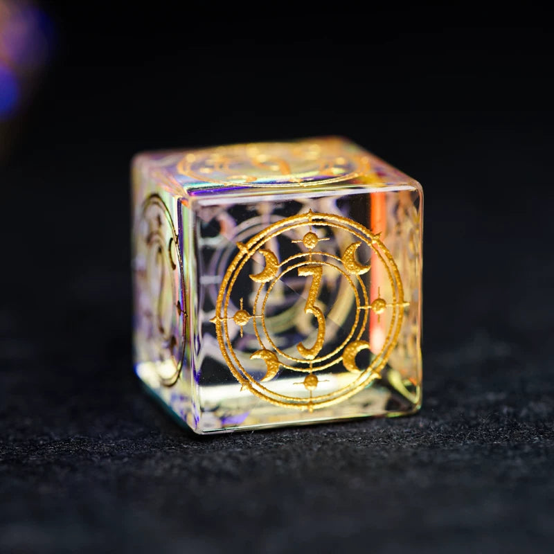 Iridescent Crystal Polyhedral Dice Set, Gemstone RPG Tabletop Gaming Dice for D&D, Call of Cthulhu, MTG, D20 D12 D10 D8 D6 D4