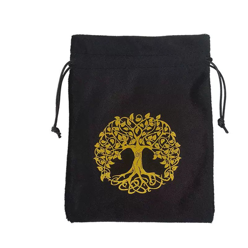 Luxury Velvet Tarot Card Drawstring Bag - Soft Storage Pouch for Oracle Cards, Crystals, Dice and Jewelry (13x18cm)