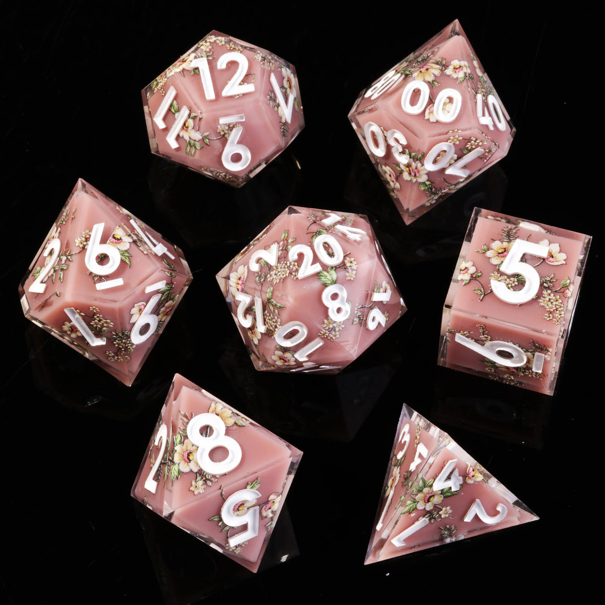LuxeRoll Handmade Resin DND Dice Set with Gift Box - 7-Piece Sharp Edge Polyhedral RPG Tabletop Gaming Dice