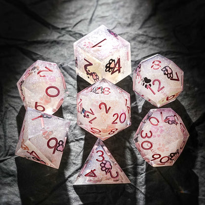 Cat dice in dice resin polyhedral dice set - detail view 25