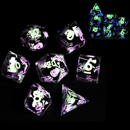 LuxeRoll Handmade Resin DND Dice Set with Gift Box - 7-Piece Sharp Edge Polyhedral RPG Tabletop Gaming Dice