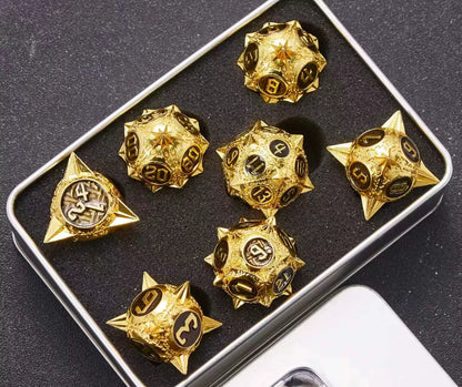 Metal Polyhedral DND Dice Set for Tabletop RPG, Cthulhu & D&D Gaming, Heavy Duty Zinc Alloy Dice with Storage Case