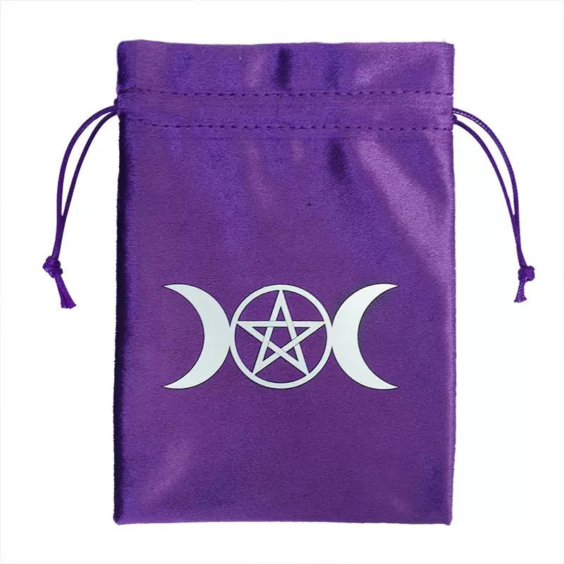 Luxury Velvet Tarot Card Drawstring Bag - Soft Storage Pouch for Oracle Cards, Crystals, Dice and Jewelry (13x18cm)